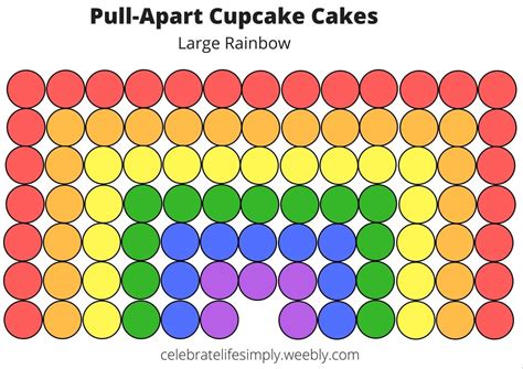 Rainbow Large Pull Apart Cupcake Cake Template Over 200 Cupcake Cake Templates Perfect For