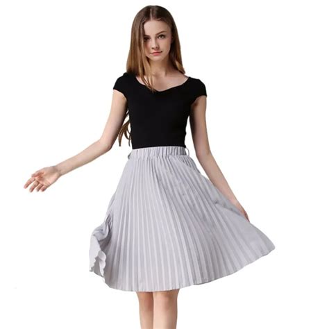 Summer Elegant Women All Match Chiffon Skirt Waist Fold Skirt Candy