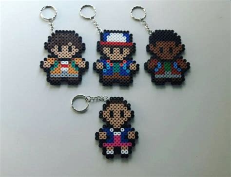 Hand Made Stranger Things Perler Bead Keychains Featuring Llaveros