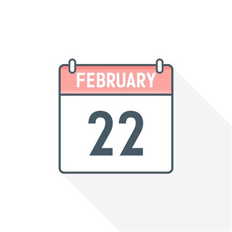22nd February Calendar Icon February 22 Calendar Date Month Icon