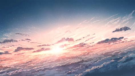 Download 2800x1600 Anime Sky Beyond The Clouds Sunset Scenery Wallpapers