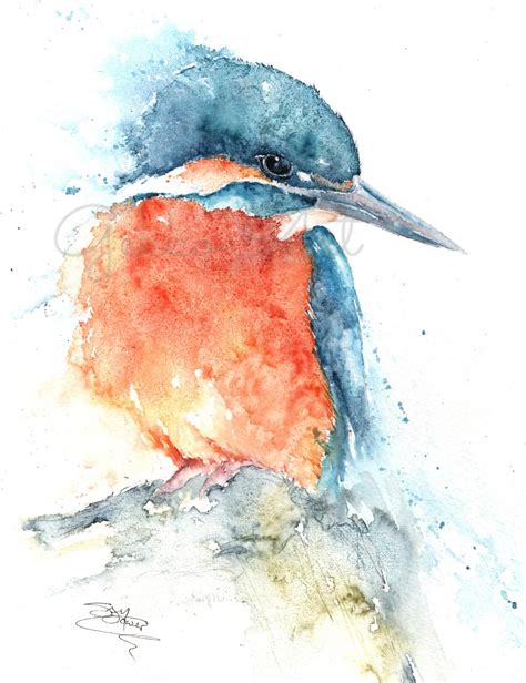 Kingfisher Painting By Wildlife Watercolour Artist Sandi Mower