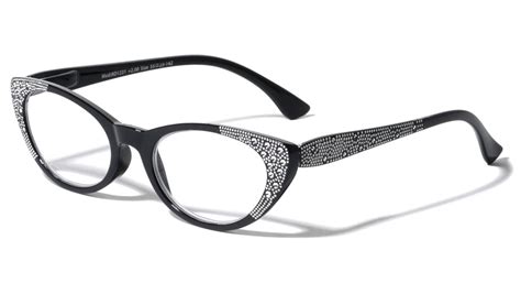 rd 1231 black reading rhinestone cat eye wholesale glasses frontier fashion inc