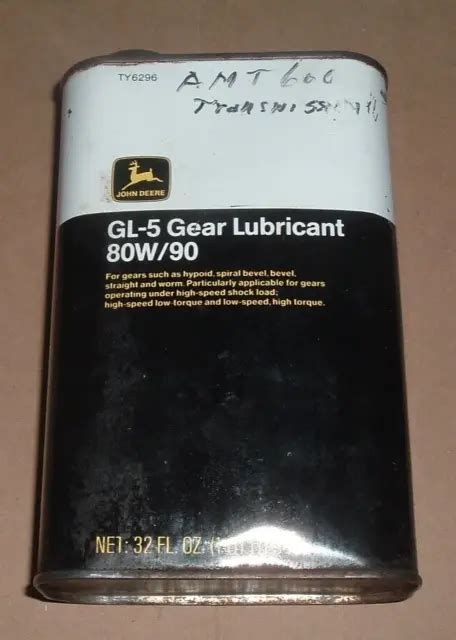 Vintage Empty 1 Quart John Deere Gear Lube Gl 5 Lubricant Oil Tin Can
