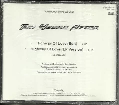 Alvin Lee Ten Years After Highway Of Love 1989 Wedit Promo Dj Cd