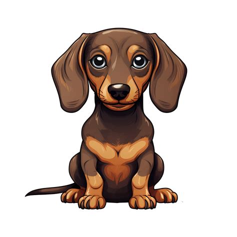 Dachshund Wiener Dog Puppy Cartoon Style Logo Artistic Painting Drawing