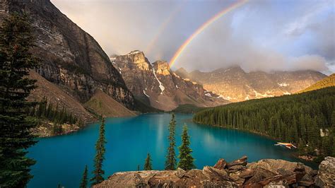 Hd Wallpaper Lakes Blue Landscape Mountain Rainbow Scenery