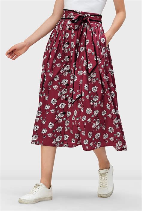 Shop Floral Print Cotton Lace Trim Skirt Eshakti
