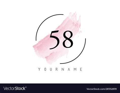 Number 58 Watercolor Stroke Logo Design Royalty Free Vector