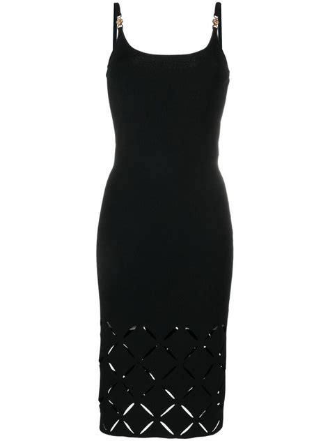Versace Medusa Plaque Cut Out Midi Dress In Black Lyst