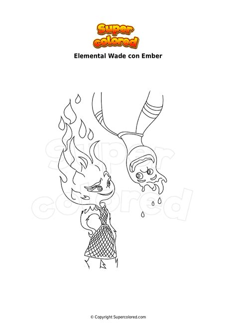 Dibujo Para Colorear Elemental Wade Con Ember Supercolored