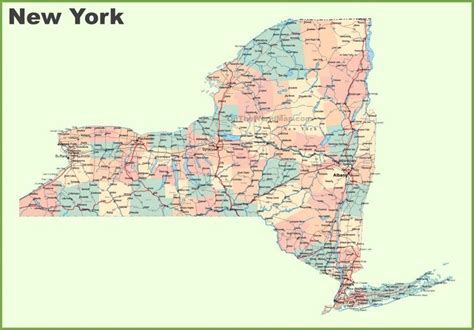 Road Map Of New York With Cities Нью йорк