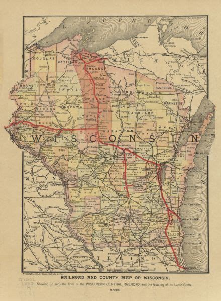 Railroad And County Map Of Wisconsin Map Or Atlas Wisconsin