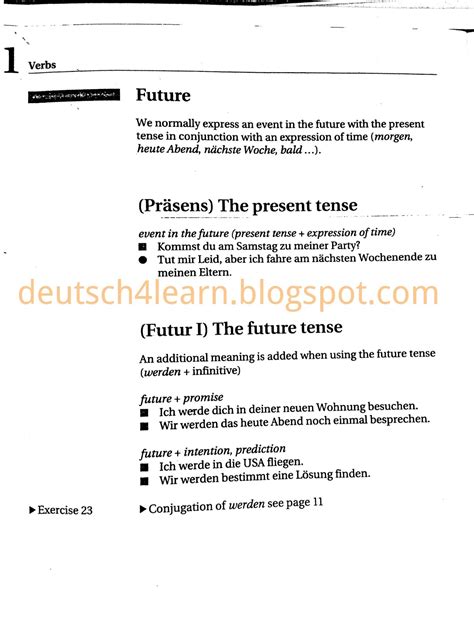 Learn German Verb Tenses Uses Of German Verb Tenses Learn Deutsch