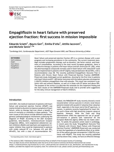 Pdf Empagliflozin In Heart Failure With Preserved Ejection Fraction