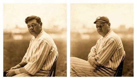 Babe Ruth Gives Two Poses No Cap With A Cap S Babe Ruth