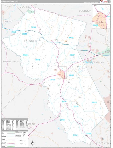 Fauquier County Wall Map Premium Style Ph