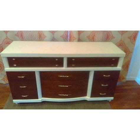 Cool metal handles protect a pair of drawers durable enough to carry 22 lbs. Mid-Century Modern Two-Tone Dresser | Chairish
