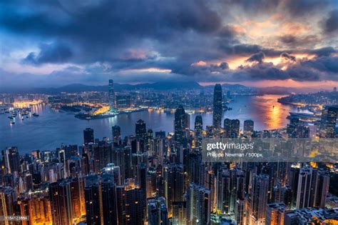 Hong Kong Victoria Peak Sunrise High Res Stock Photo Getty Images