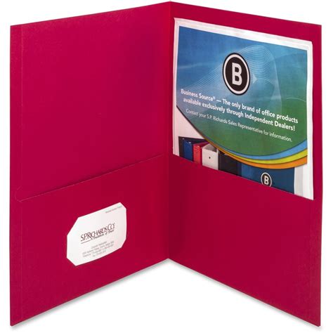 Business Source Letter Pocket Folder 8 12 X 11 100 Sheet