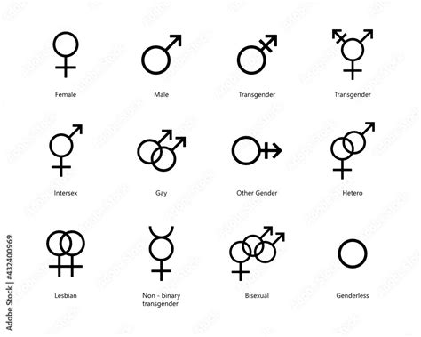 Vecteur Stock Gender Icons Gender Svg Icon Set Male Female Transgender Hybrid Gay Lesbian