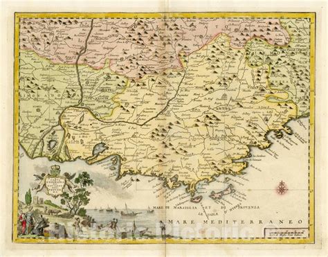 Historic Map Carta Geografica Del Governo Della Provenza Provence
