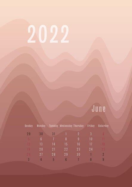 Calendario Vertical De Junio De 2022 Cada Mes Por Separado Plantilla De