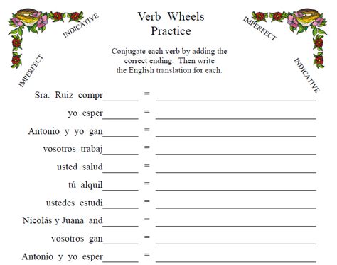 Spanish Verb Conjugation Worksheets Printable Worksheets For Kindergarten
