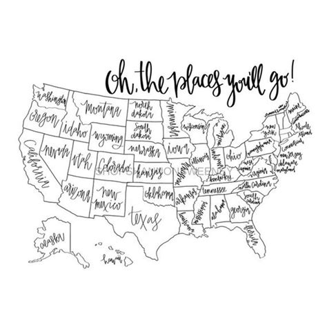Usa Color In Map Digital Printfree Shipping United States Map Color Map