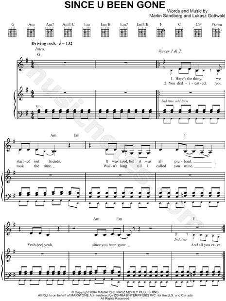 A day to remember since u been gone is from their album, for those who have heart, available now. Kelly Clarkson - "Since U Been Gone" | Sheet music, Music ...