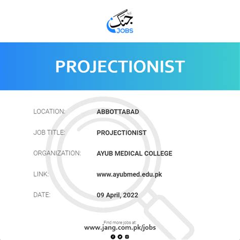 Projectionist Job Ayub Medical College Jobs In Abbottabad