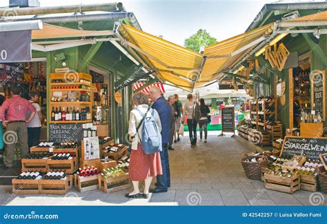Delicacy And Grocery Shops At Viktualien Markt Munich Editorial