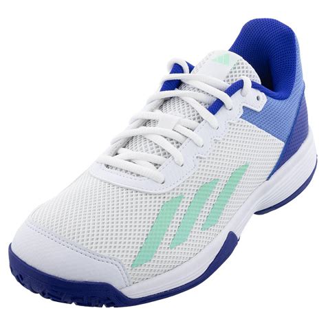 Adidas Juniors Courtflash Tennis Shoes Footwear White And Pulse Mint