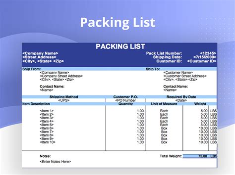 Excel Of Packing List Formxls Wps Free Templates