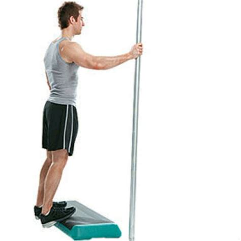 standing step calf raises 3 foot positions neutral facing in facing out exercise how to
