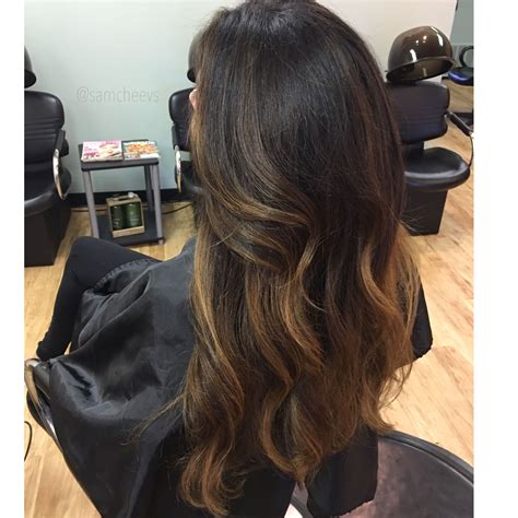 Honey Brown Highlights On Black Hair Straight Beautiful Party Wear