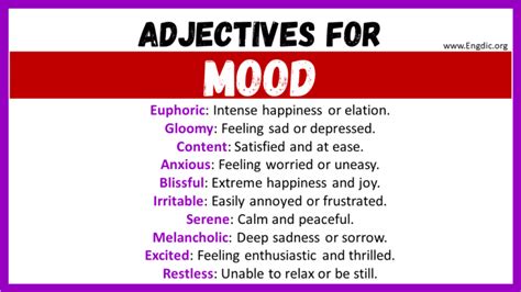 20 Best Adjectives For Mood Words To Describe A Mood Engdic