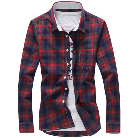 5xl Plaid Shirts Men Checkered Shirt Brand 2018 New