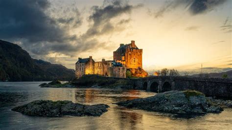 Eilean Donan Castle Lit At Golden Hour Editorial Photography Image Of