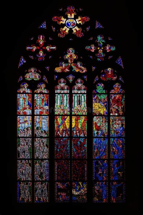 Central Stained Glass Church Of St Vitus In The Czech Republic Stock Image Image Of Prague