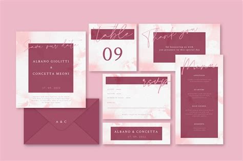 Free Vector Wedding Stationery Template Theme