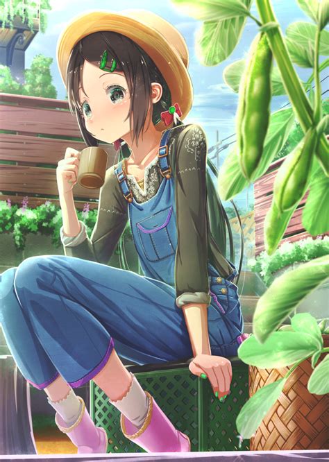Wallpaper Anime Girls Straw Hat Plants 924x1300 Richs 1553051