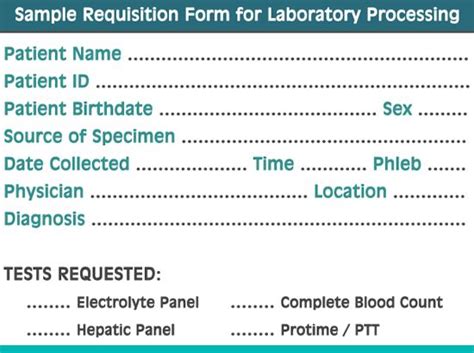A Sample Requisition Form Phlebotomy Study Phlebotomy Medical