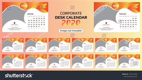 Desk Calendar Design Template 2020 Years Stock Vector Royalty Free
