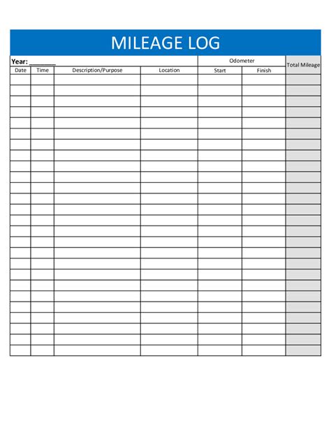 Mileage Sheets Free Excel Templates