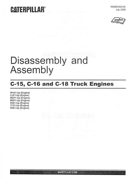 • engine operation and maintenance manual, sebu8099. CAT C-15/16/18 Truck Engines Disassembly and Assembly ...