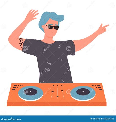Dj Young Man With Sunglasses On Musical Party Vector Illustration