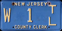 New Jersey County Clerk License Plates