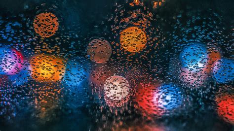 Wallpaper Id 599098 Bokeh Car Glass Lights Raindrops Window