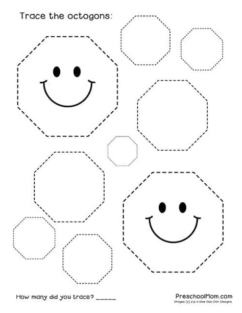 Octagon Shape Worksheet Preschool Educational Tracing Worksheet For